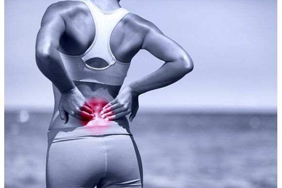 The back in the lumbar region can be painful due to excessive physical exertion